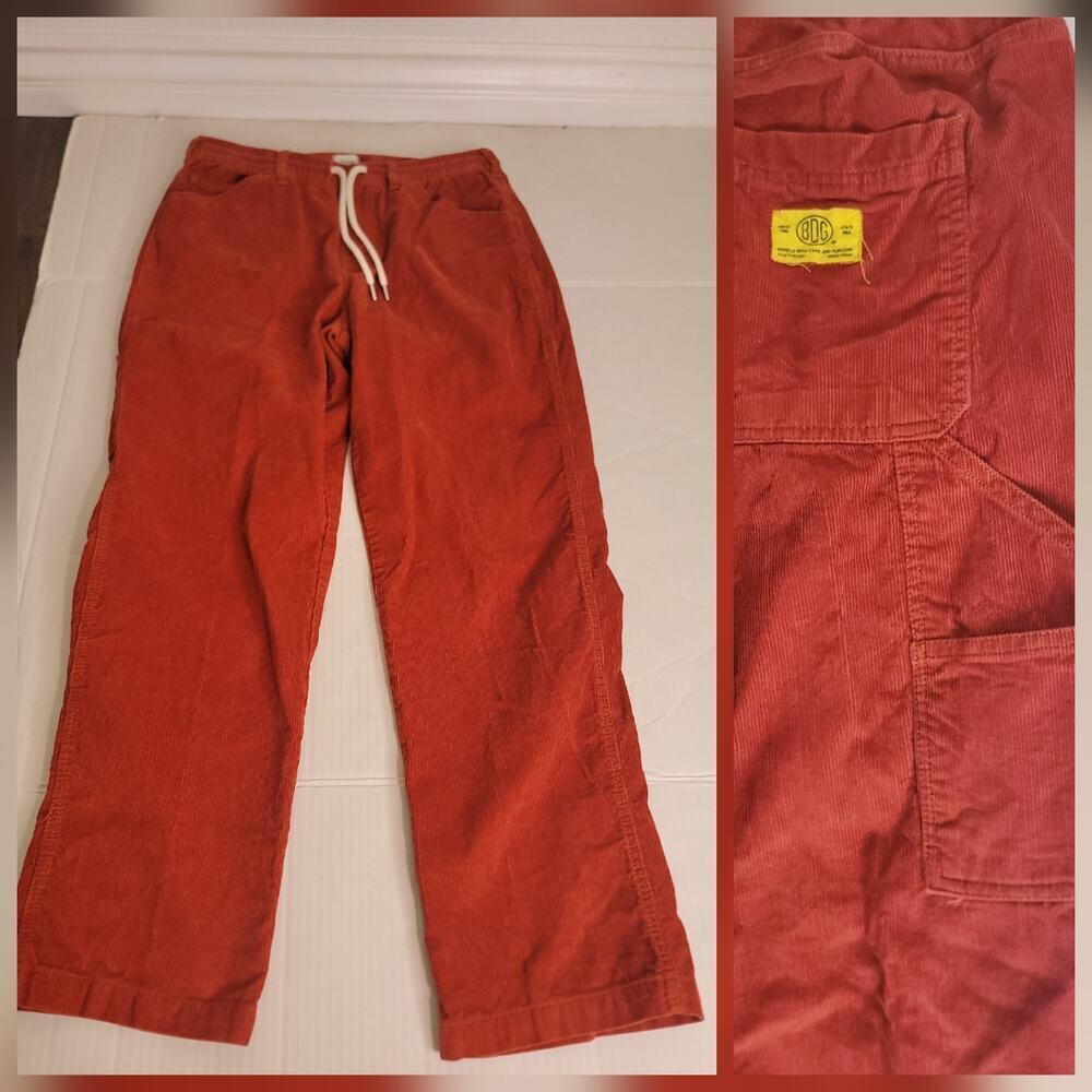 BDG Baggy Pants M Pull On High Rise Corduroy Burned Orange Y2K 90s Inspo Drapey